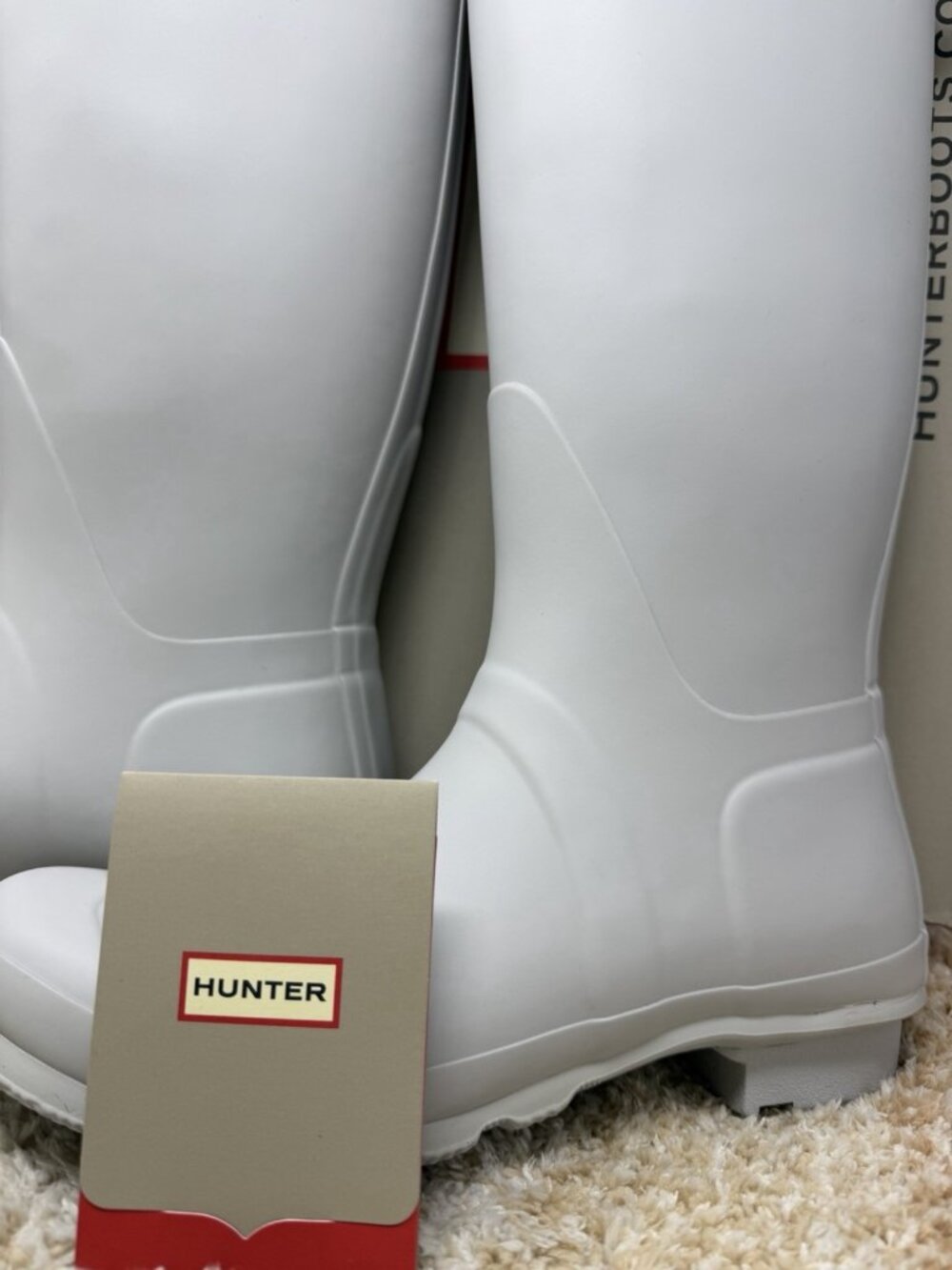 Hunter Boots Women's Original Tall Rain Boots Light Gray Size 10M MSRP $190 - Picture 2 of 7